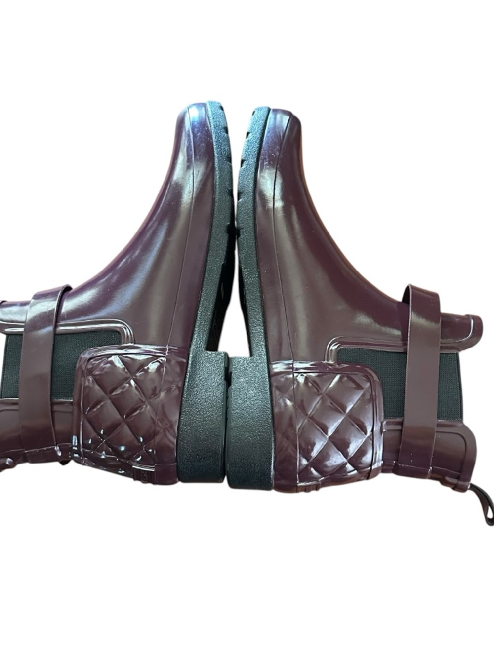 Hunter Womens Rain Boots Gloss Quilt Chelsea Casual Buckle Rubber Size 9 Purple - Picture 2 of 8